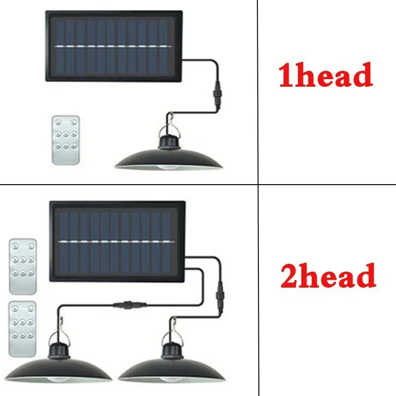 Lampe LED suspendue solaire d'extérieur, étanche, lustre à Double tête, décorations avec télécommande pour hangar intérieur, salle de grange
