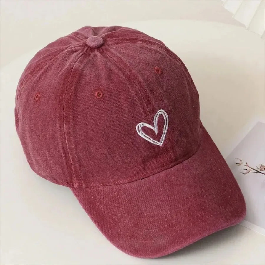 Casquette Homme printemps/été chapeau femme brodé coeur de pêche lavage Denim Baseball chapeau décontracté Version coréenne mince Gorras