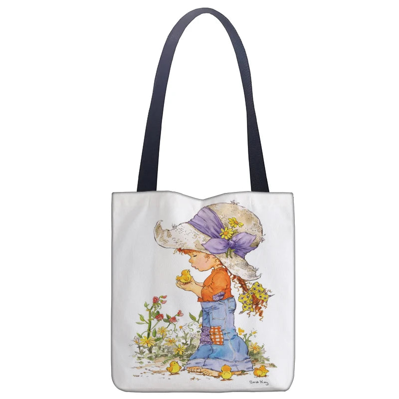 Mode Sarah Kay impression pliable écologique sac à provisions fourre-tout sacs à main 40X40CM pour voyage sac d'épicerie