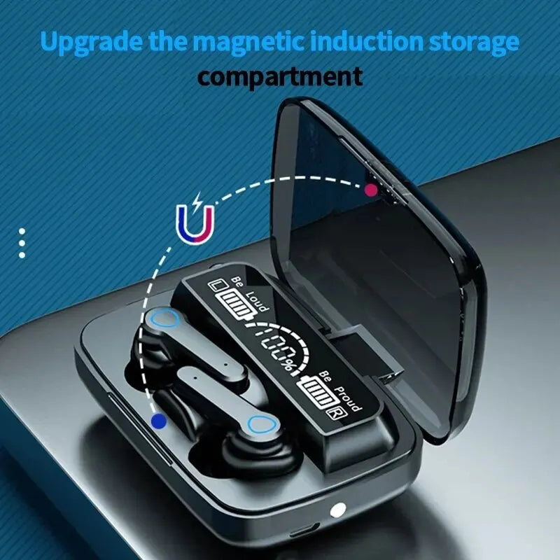 Casque Bluetooth sans fil M19 TWS, prise en charge du jeu, antibruit, tactile, intra-auriculaire, mini banque d'alimentation d'urgence