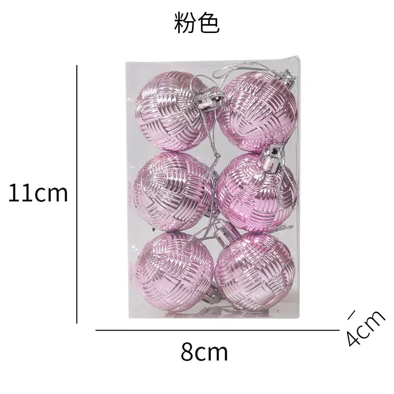 Ensemble d'ornements de boule de Noël en plastique, 8 pièces/ensemble 4CM, pendentif d'arbre de Nël, accessoires de décoration Noël