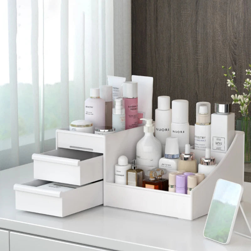 Drawer Makeup Box Organising Plastic Shelf Cosmetic Skin Care Dresser Desktop Storage Box Display Racks