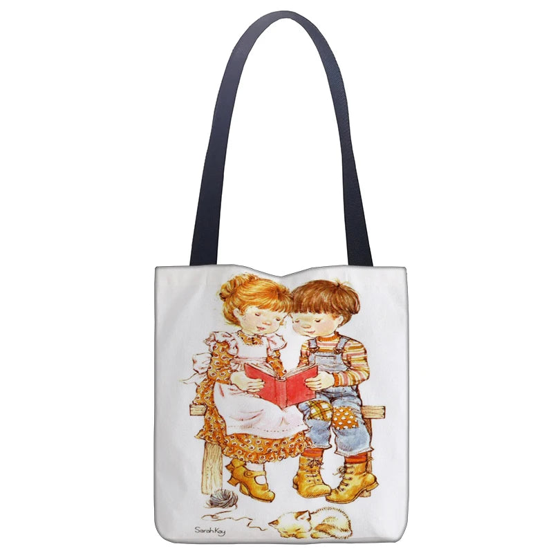 Mode Sarah Kay impression pliable écologique sac à provisions fourre-tout sacs à main 40X40CM pour voyage sac d'épicerie