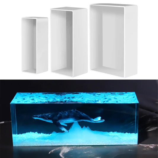 Moules rectangulaires en Silicone pour résine époxy, cubides avec Support en bois, moulage en profondeur pour préserver des fleurs et des échantillons d'insectes