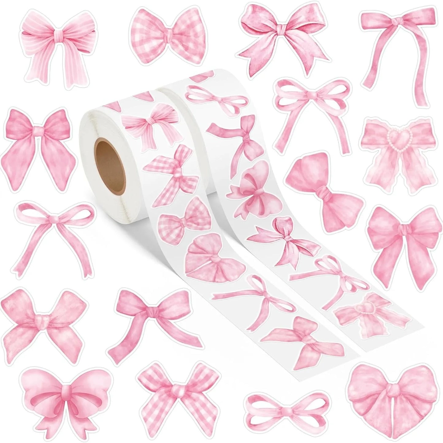 500 pièces/1 rouleau dessin animé arc autocollant étiquette décoration scellage boîte-cadeau autocollant étiquette papeterie autocollant