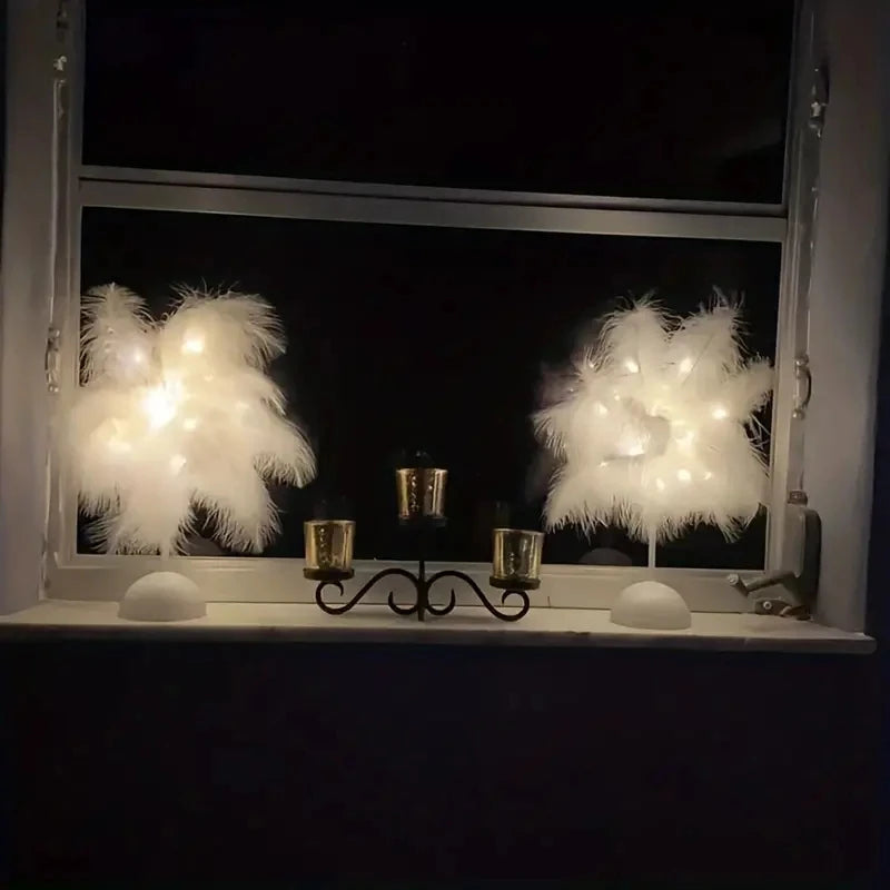 Lampe de table LED au design plume pour enfants, alimentée par batterie, portable et idéale pour une décoration de chambre à coucher pour toutes les occasions, 1 pièce