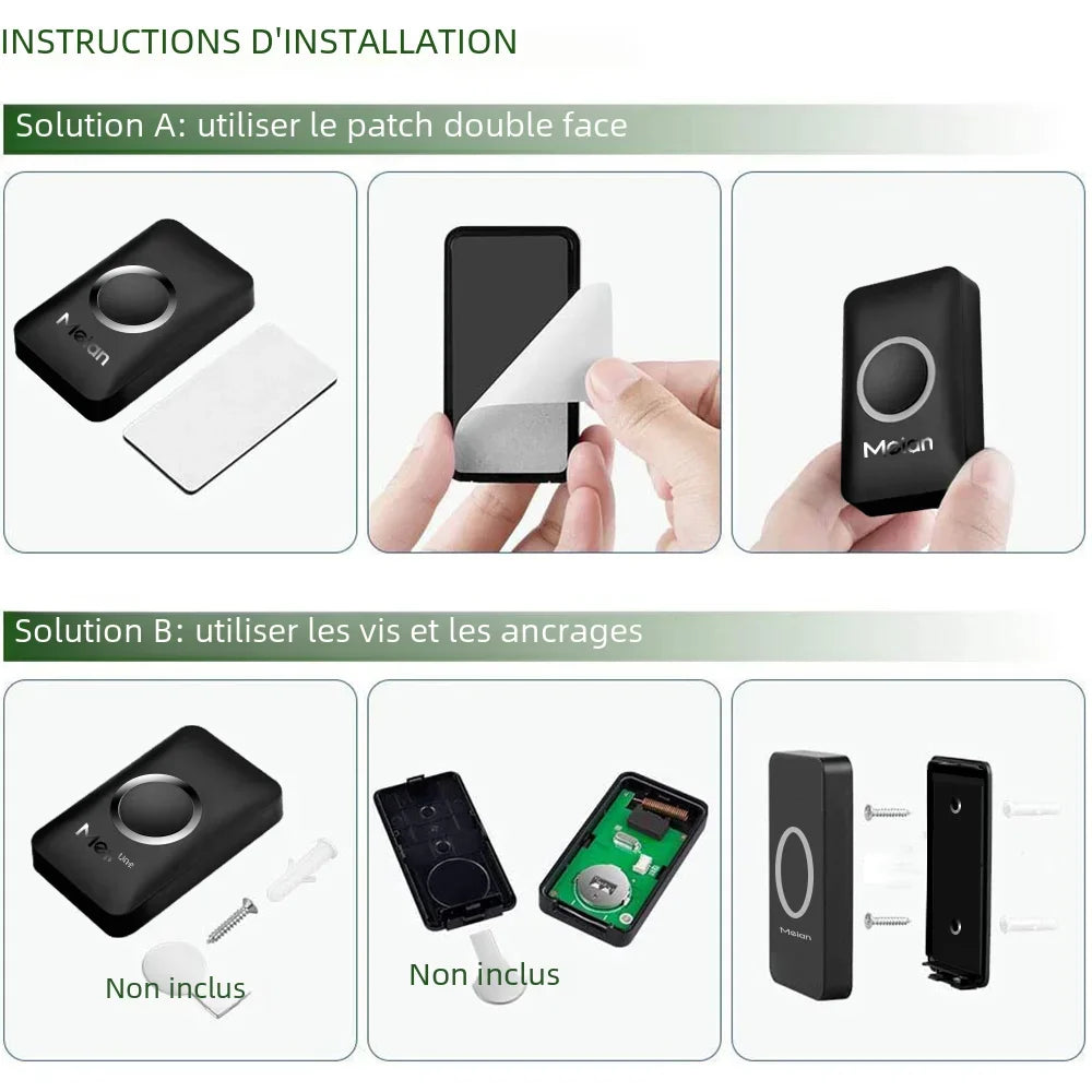 Meian-sonnette sans fil extérieure, sonnette de bienvenue pour maison intelligente, sonnette de porte étanche IP65, Kit de carillon, sonnerie 60, alarme Flash LED