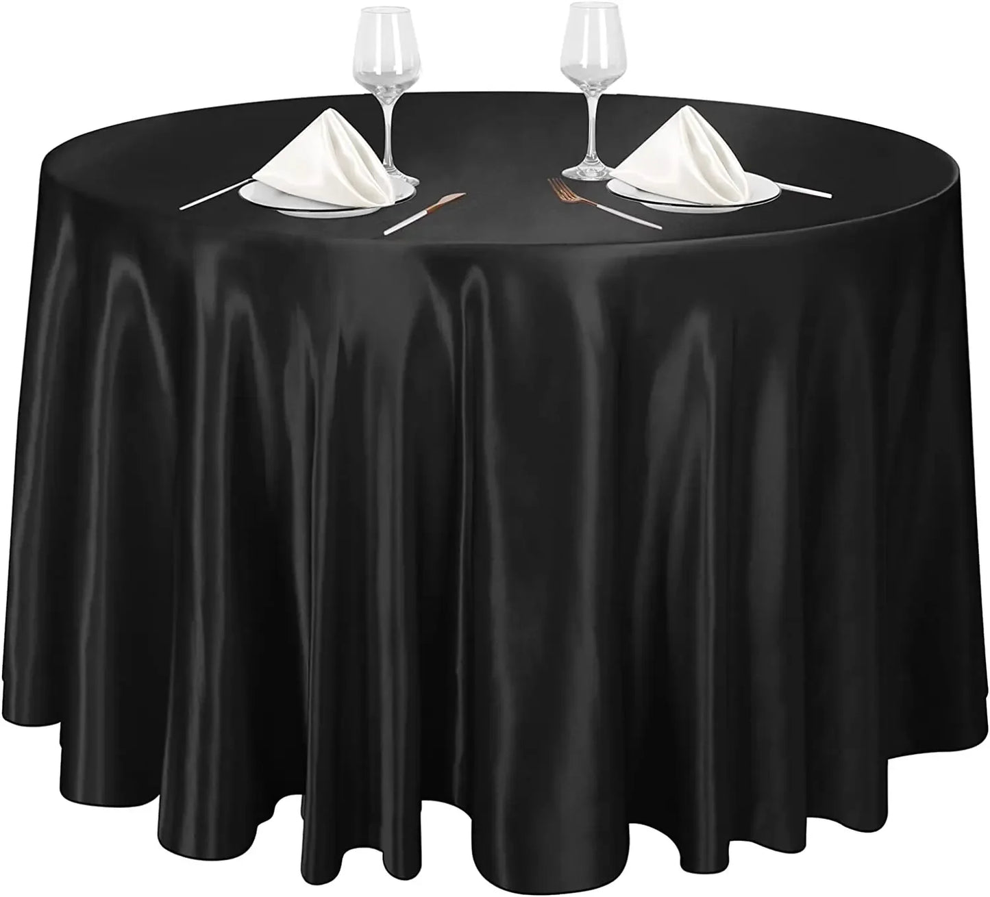 Nappe ronde en satin, couverture de table en soie brillante or rose