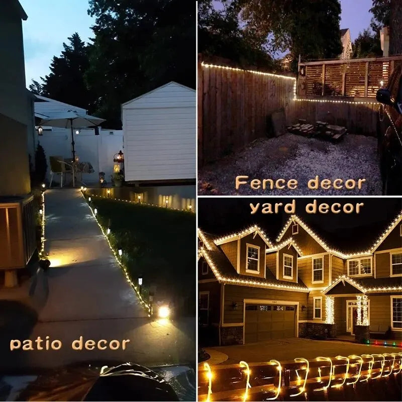 Corde solaire lumières solaire lumière LED chemin pont extérieur jardin solaire chaîne lumières étanche bandes d'éclairage extérieur 8 Modes d'éclairage