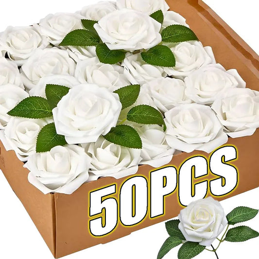 Roses artificielles en mousse, 50/5 pièces