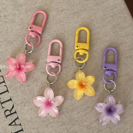 Porte-clés Floral Transparent, mignon, esthétique, polyvalent, sac, étui pour écouteurs, accessoires de charme pour femmes et filles