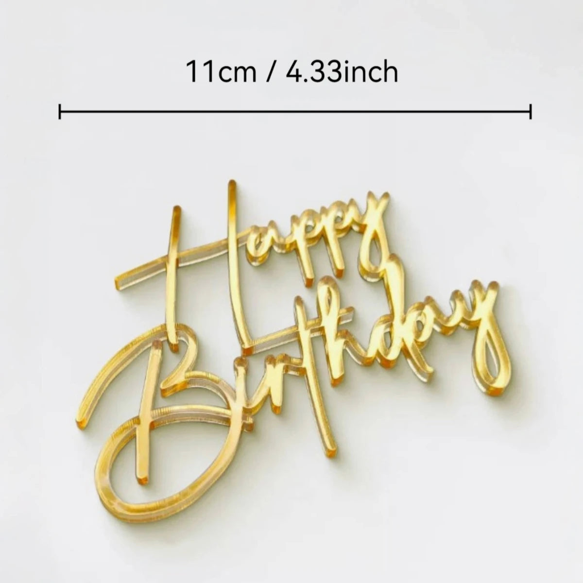 Décoration de gâteau d'anniversaire en acrylique doré, 3 pièces, décorations de gâteau joyeux anniversaire haut de gamme pour décoration de gâteau et de fête