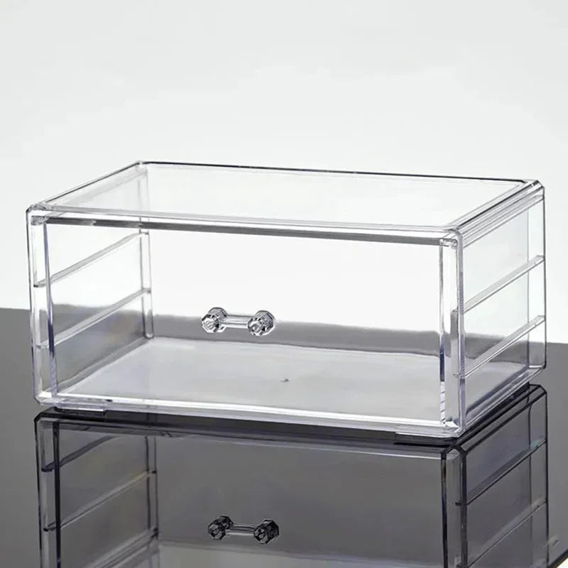 Boîte de rangement de cosmétiques en acrylique, boîte de rangement de rouge à lèvres, support de rangement de maquillage à tiroir de bureau, boîte à bijoux transparente, livraison directe