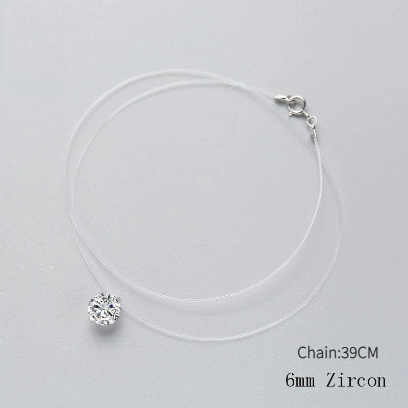 INZATT 925 argent Sterling Zircon cristal perle pendentif collier ras du cou ligne de pêche transparente 2020 bijoux fins pour les femmes