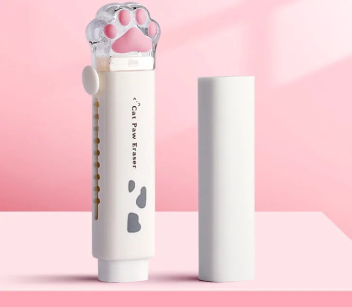 Gomme avec design push-pull rétractable, forme créative de griffe de chat de dessin animé, papeterie spécifique aux étudiants, gomme portable