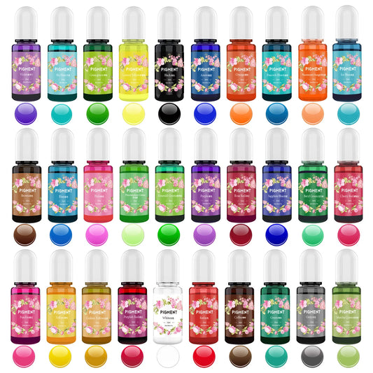 Pigment de résine époxy 30 couleurs liquide résine époxy UV colorant Transparent pour la coloration de résine UV, fabrication de bijoux d'art en résine bricolage