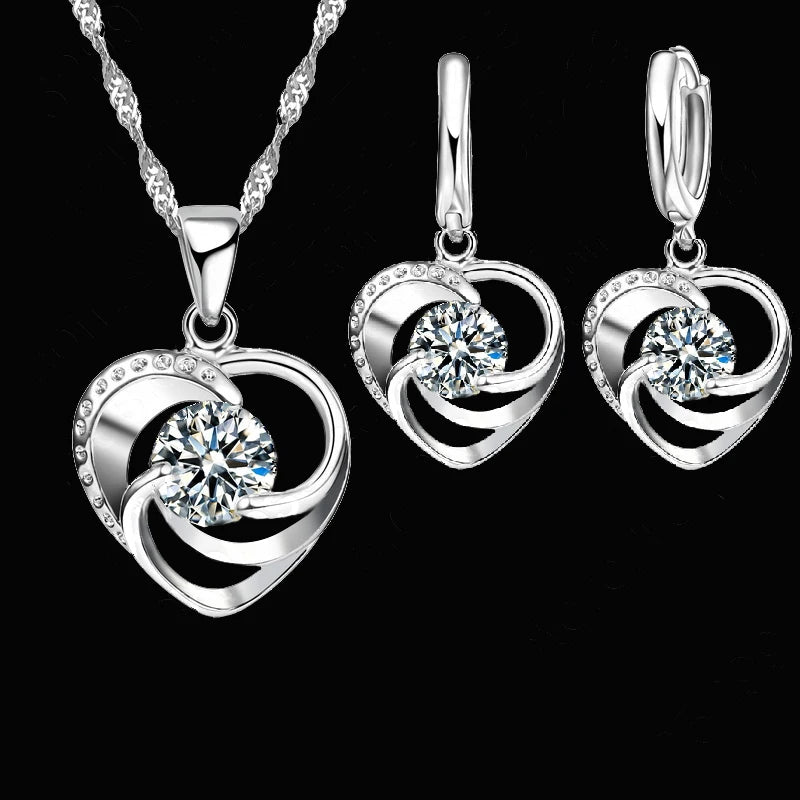 Ensemble collier et boucles d'oreilles - argent