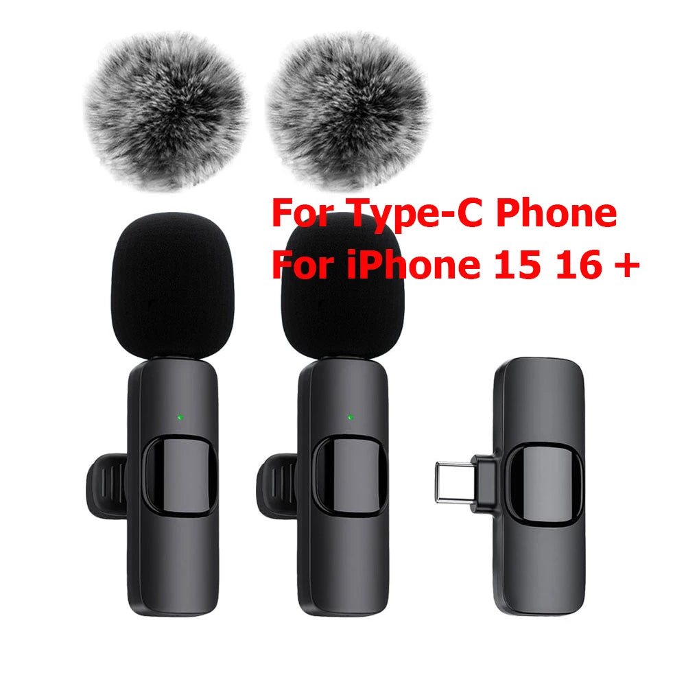 Microphone Lavalier sans fil, enregistrement Audio et vidéo, Mini micro pour iPhone, Android, ordinateur portable, jeu en direct, téléphone portable