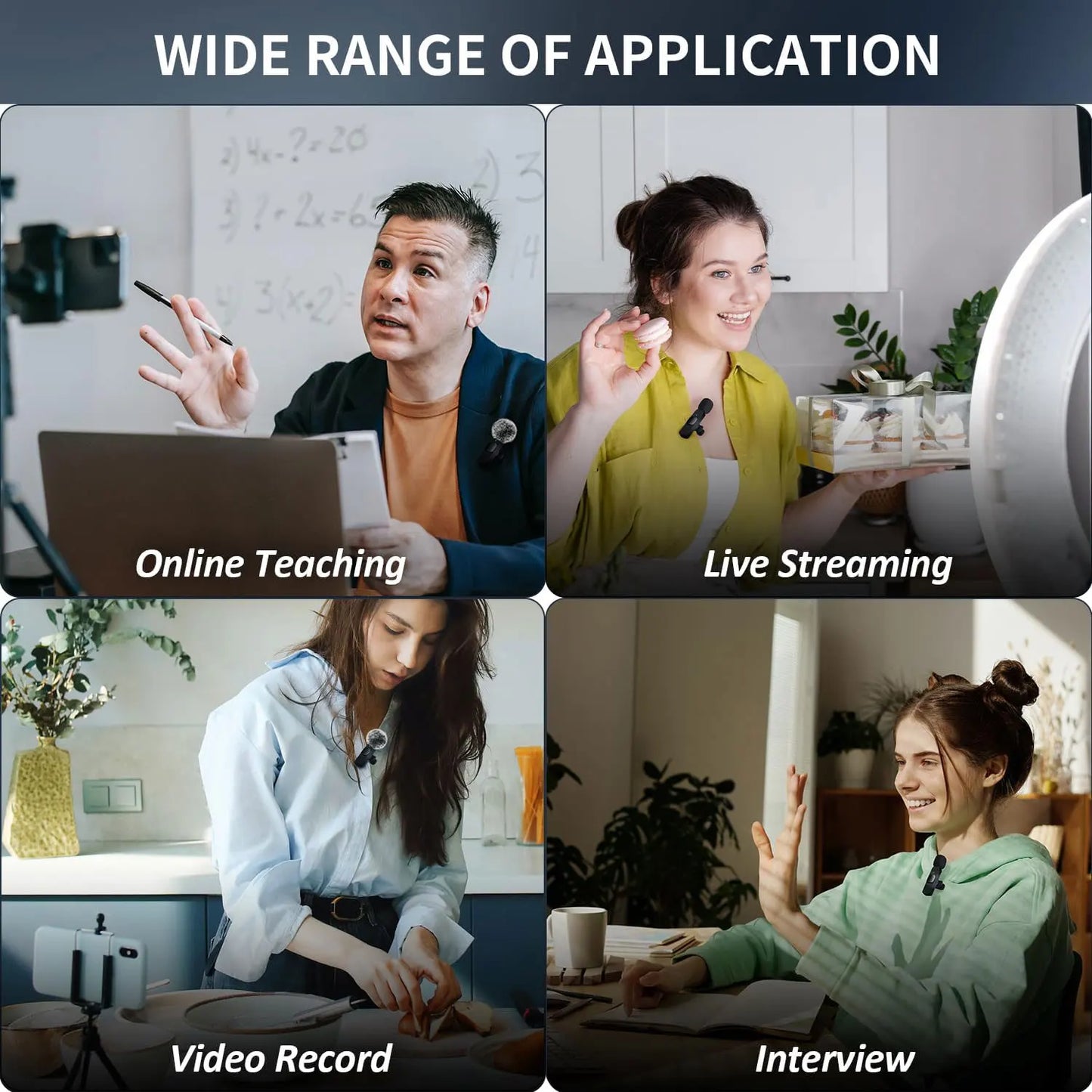 Microphone Lavalier sans fil, enregistrement Audio et vidéo, Mini micro pour iPhone, Android, ordinateur portable, jeu en direct, téléphone portable