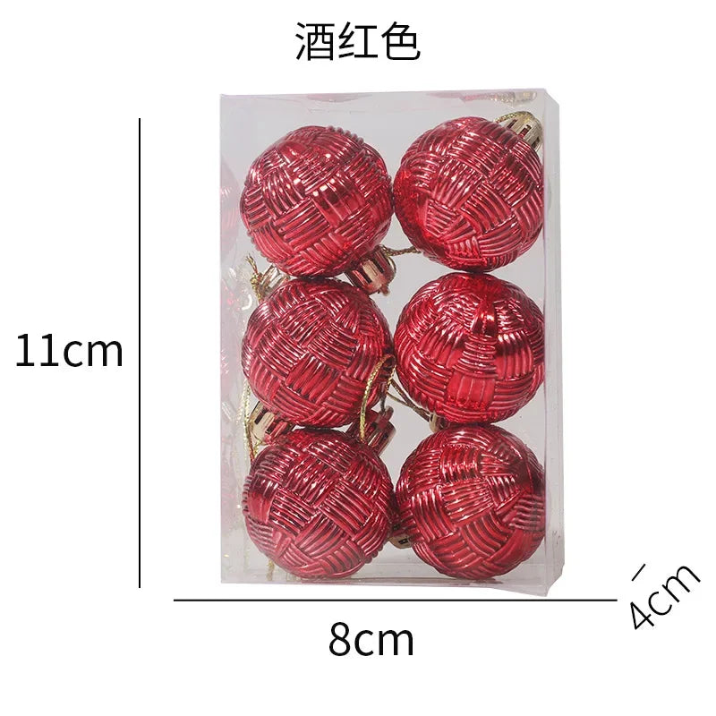 Ensemble d'ornements de boule de Noël en plastique, 8 pièces/ensemble 4CM, pendentif d'arbre de Nël, accessoires de décoration Noël