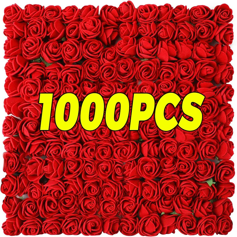 1000/100 pièces Mini mousse Rose tête artificielle Rose fleur bricolage