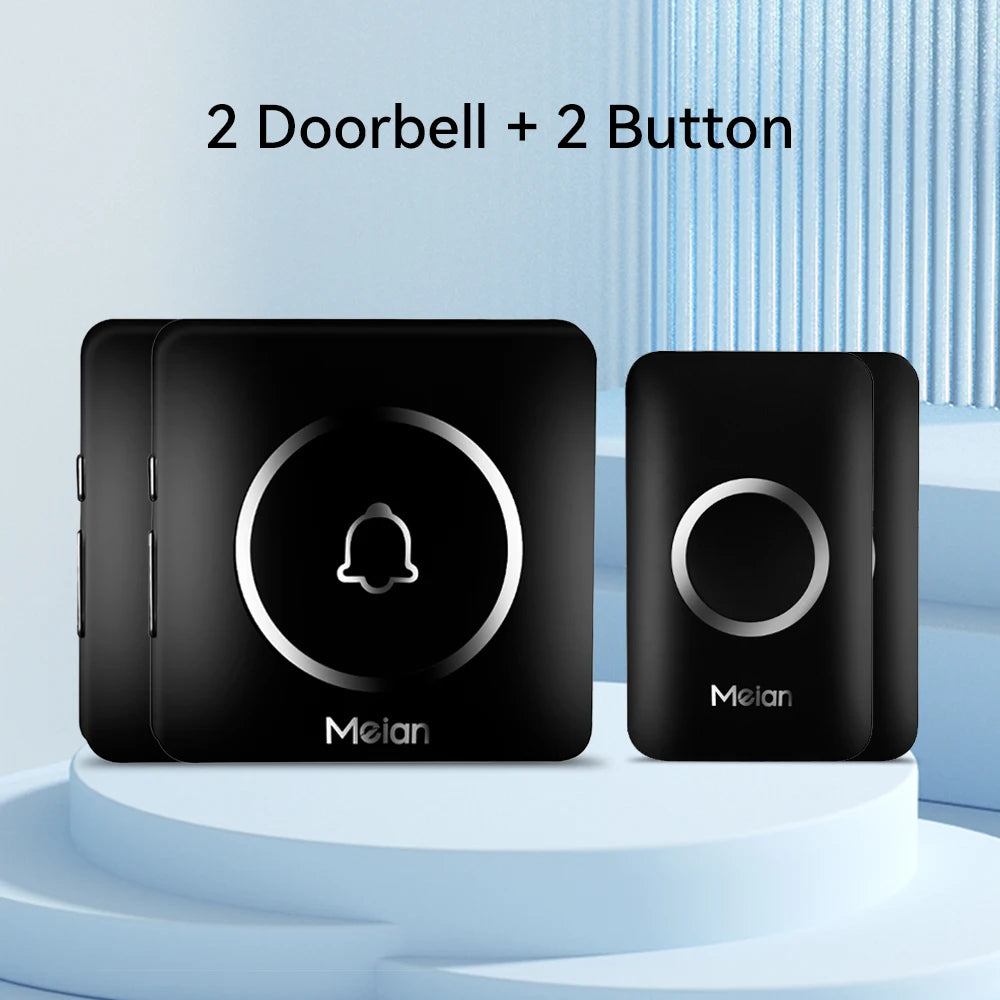 Meian-sonnette sans fil extérieure, sonnette de bienvenue pour maison intelligente, sonnette de porte étanche IP65, Kit de carillon, sonnerie 60, alarme Flash LED