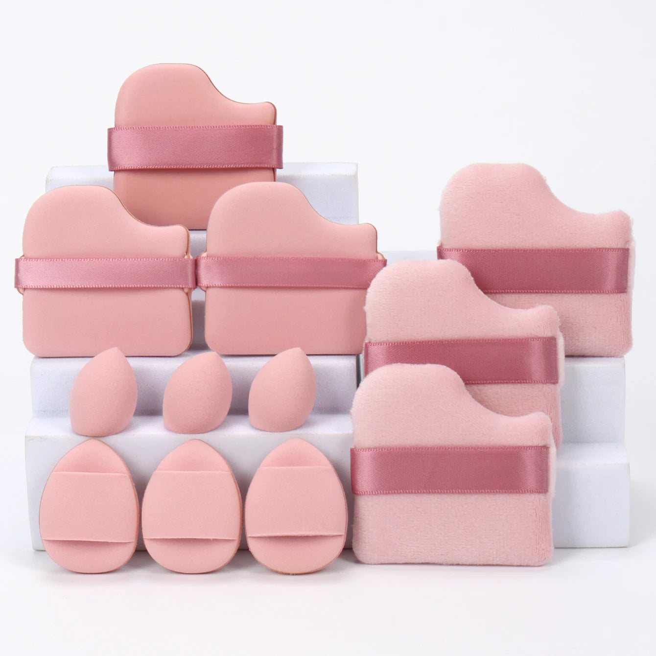 Ensemble d'éponges de maquillage polyvalentes, faites de 3 bouffées de poudre adt, 3 mini bouffées de coussin d'air, 3 œufs de beauté et 3 mini beauté, 12 pièces