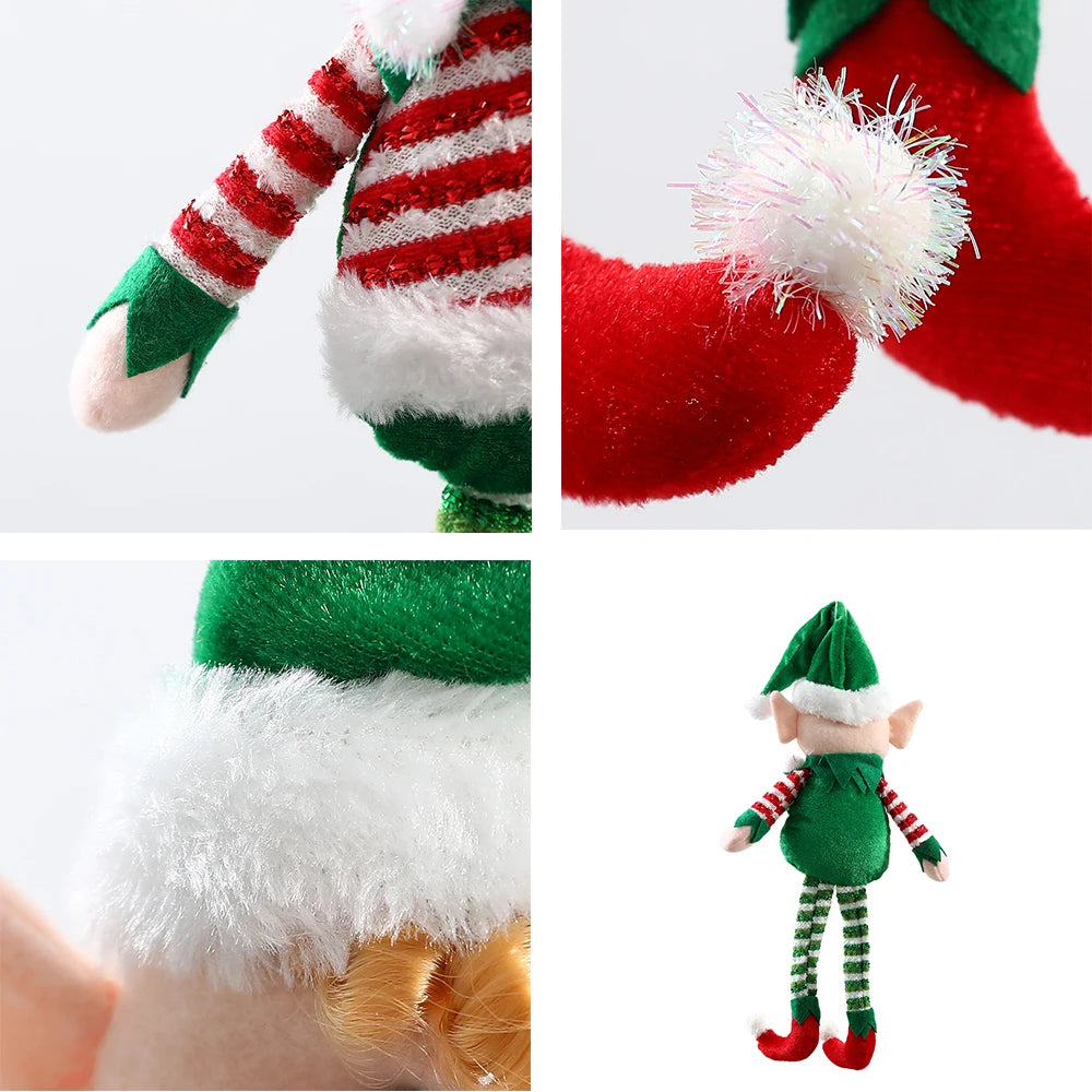 Poupée elfe de Noël à longues jambes, ornements rouge vert pour garçons et filles