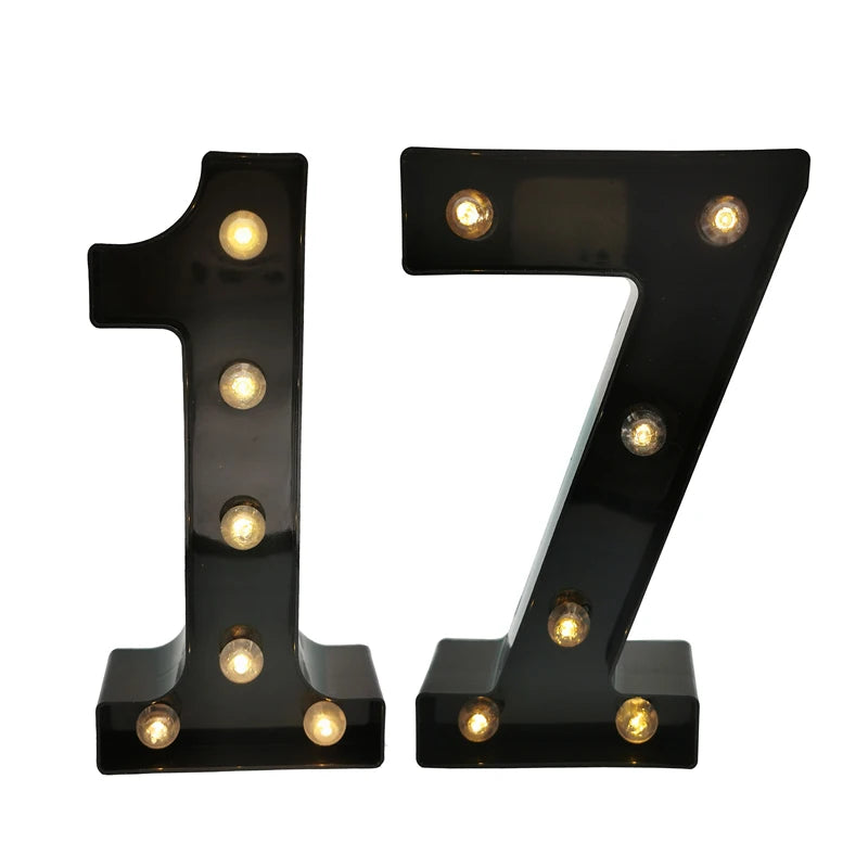 2 pièces 18 21st 30th 40th 50th 60th noir numéro LED chaîne veilleuse lampe joyeux adulte anniversaire fête décoration