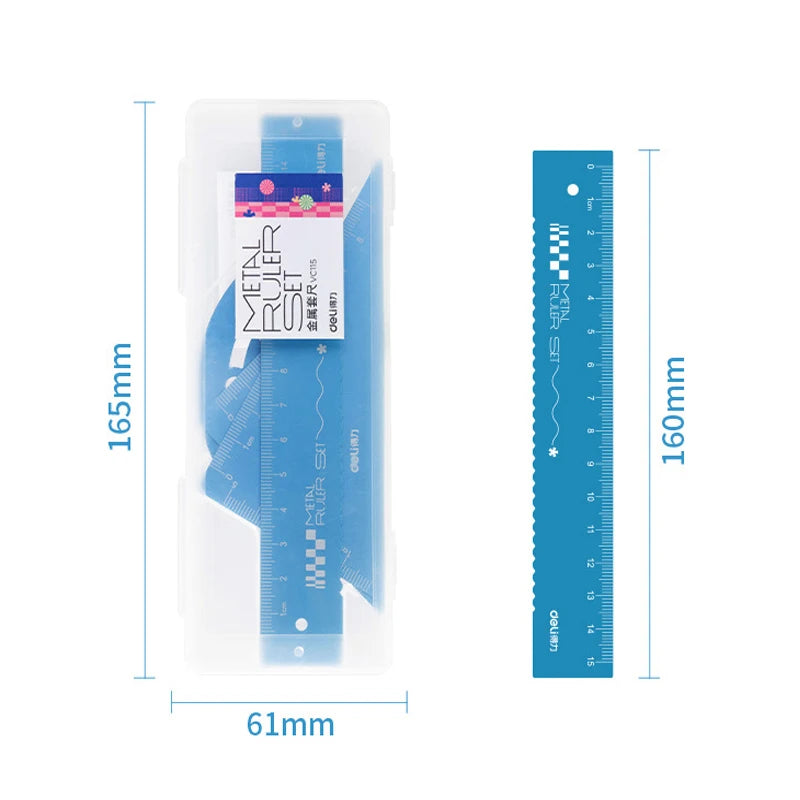 Ensemble de papeterie en alliage d'aluminium multifonctionnel combinaison règle Triangle rapporteur alliage dessin cadeau