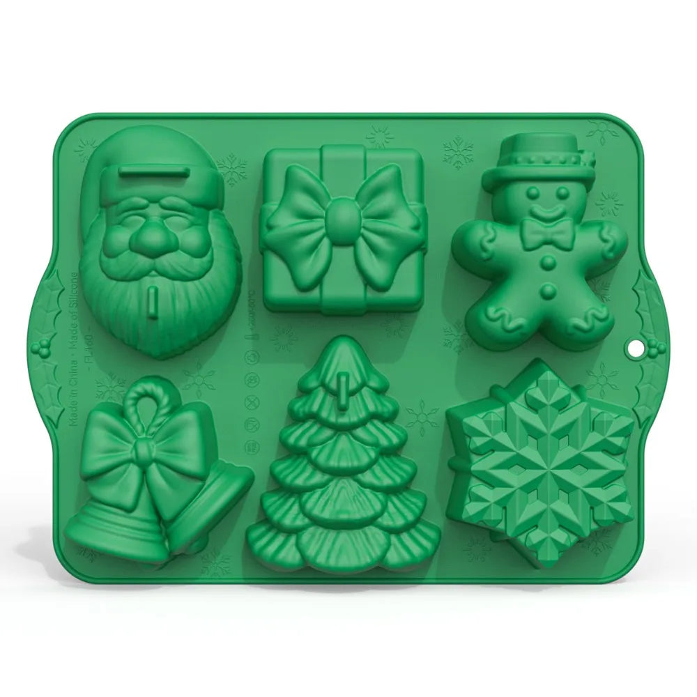 Moule de cuisson de noël en Silicone, pour bonbons, chocolat, Fondant, outils de décoration de gâteaux de vacances antiadhésifs, moules d'arbre de bonhomme de neige du père noël