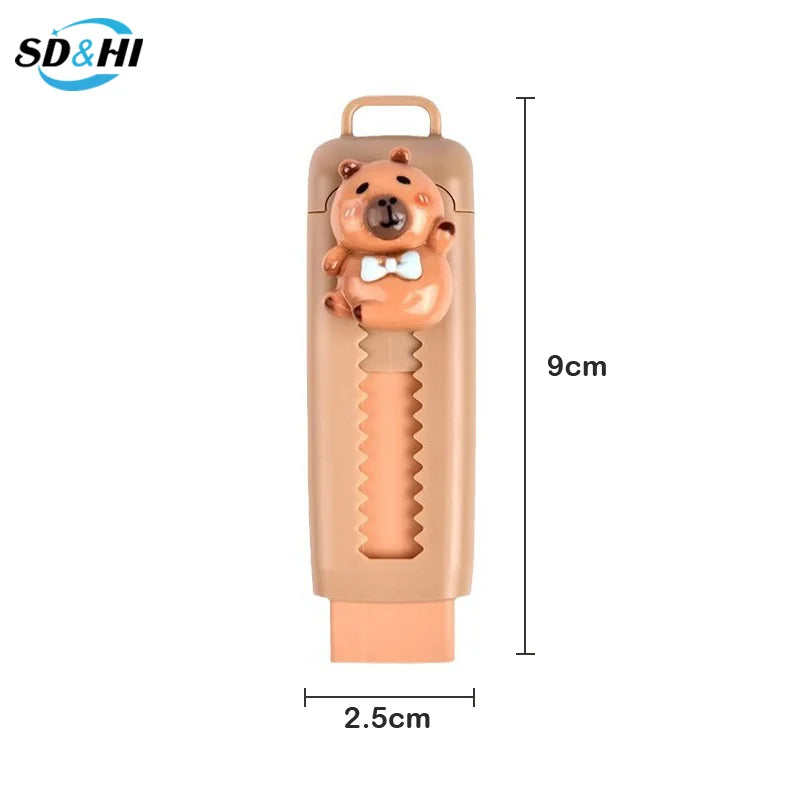 Gomme Capybara douce Kawaii Push Rib pour enfants, fournitures scolaires, papeterie gratuite pour le bureau, gomme en caoutchouc pour étudiants, cadeau propre