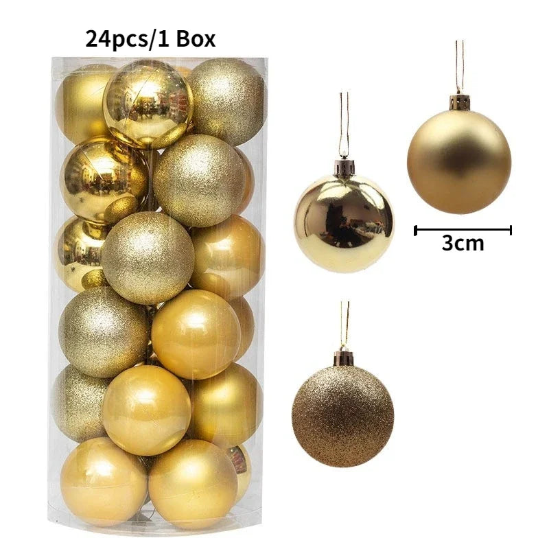 Boule d'arbre de Noël suspendue de 3cm, 24 pièces/boîte