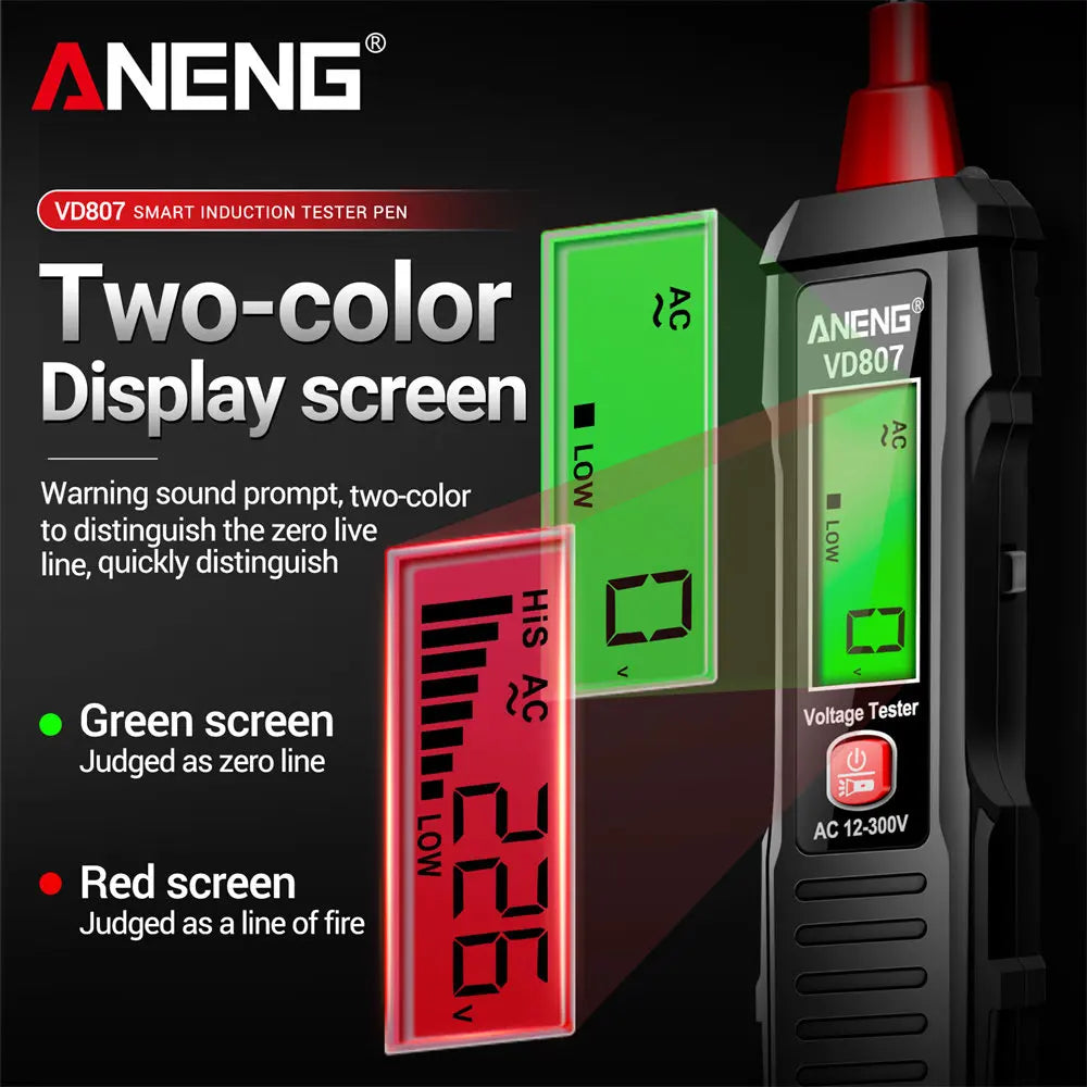 ANENG VD807 testeur d'induction à un mot Portable 50/60Hz stylo électrique intelligent capteur NCV AC 12-300V outils de détection de fil sans contact