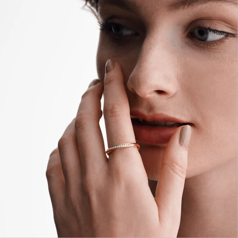 ZHOUYANG – bague pour femmes, bijoux simples en zircone cubique, couleur or Rose