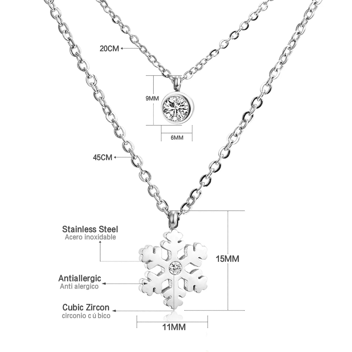 Collier multi rang acier inoxydable,colliers à pendentif Double couche en Zircon cubique pour femmes, bijoux dorés de luxe, ras du cou, en acier inoxydable