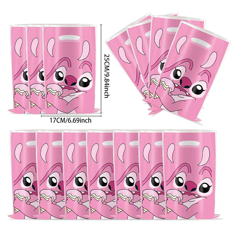 30 pièces bleu rose point sacs cadeaux de fête avec poignées Lilo & point thème faveurs de fête sacs bébé enfants fête d'anniversaire décor