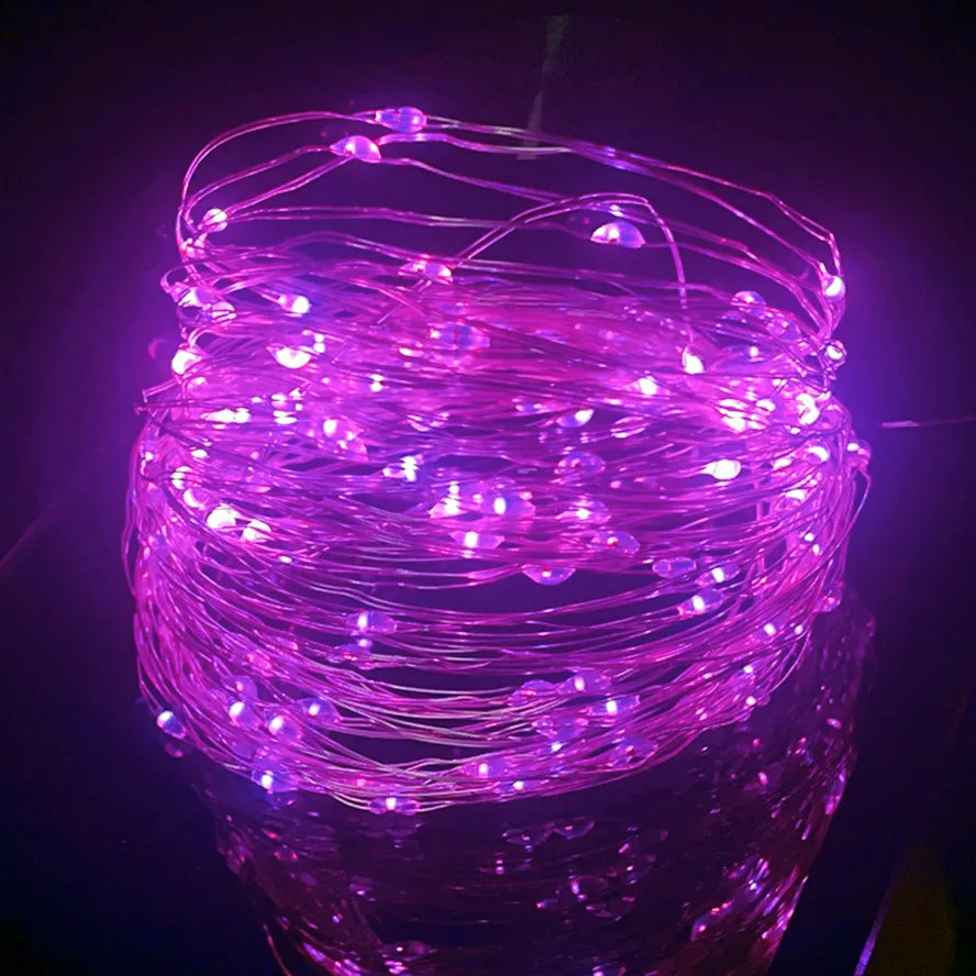 Guirlande lumineuse féerique Led en fil d'argent, alimentée par USB, étanche, pour l'extérieur, pour fête de noël, mariage, décoration DIY