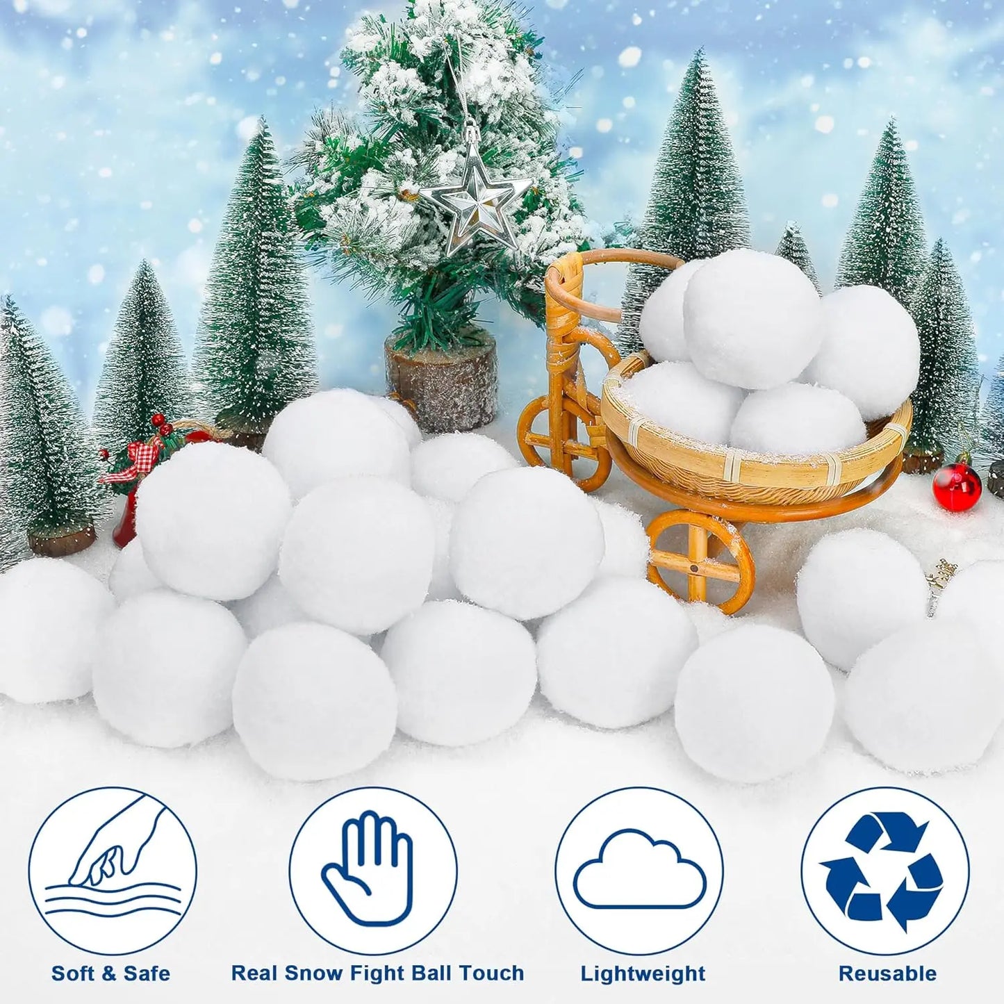 30 pièces fausses boules de neige douces boules de neige en peluche blanche
