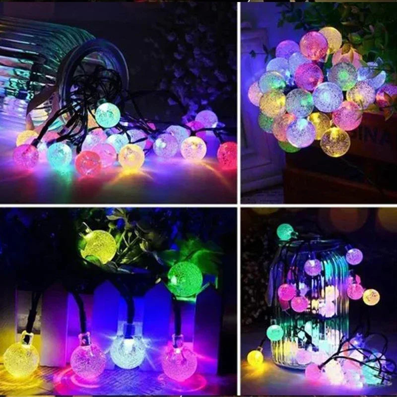 Guirlande solaire d'extérieur en cristal, guirlande lumineuse féerique de noël, 8 Modes, étanche, pour Patio, décoration de fête dans le jardin