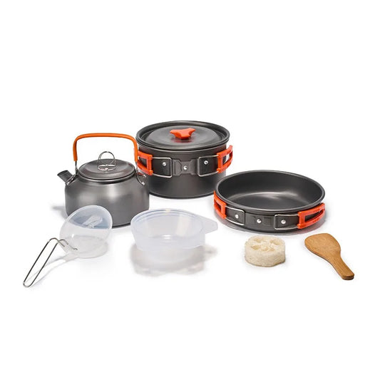 Batterie de cuisine de Camping pour 1 à 3 personnes, casserole et poêle légères et portables avec sac de transport, parfait pour le Camping en plein air