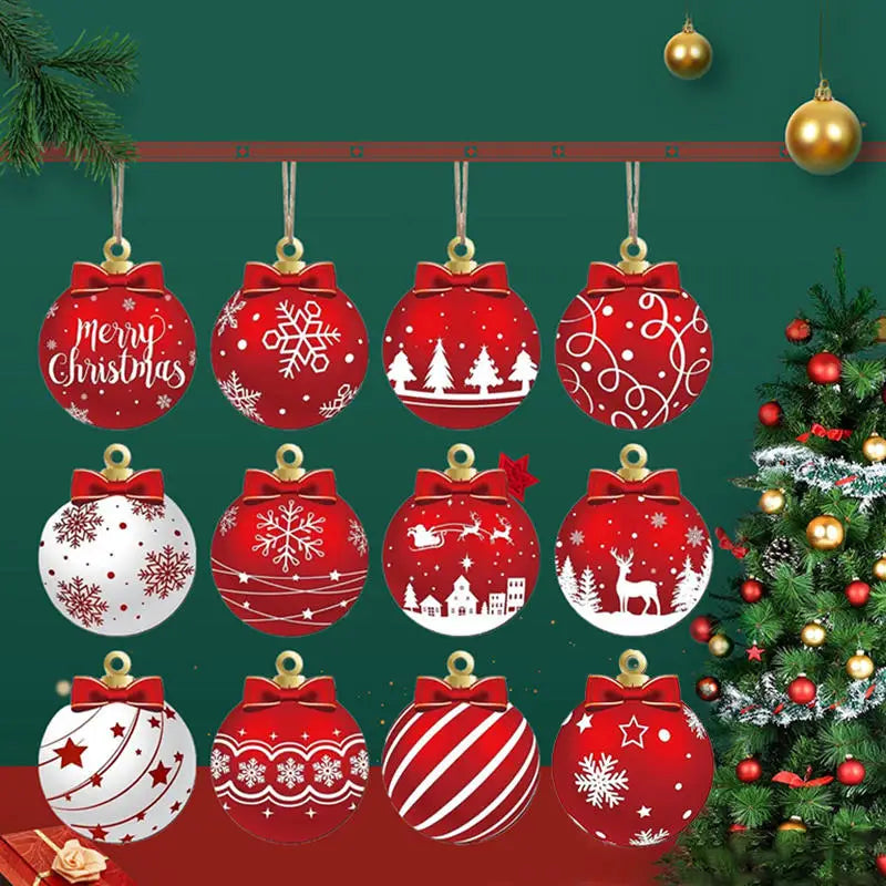12 pièces decorations de Noël en bois pendentif arbre de Noël à décorer