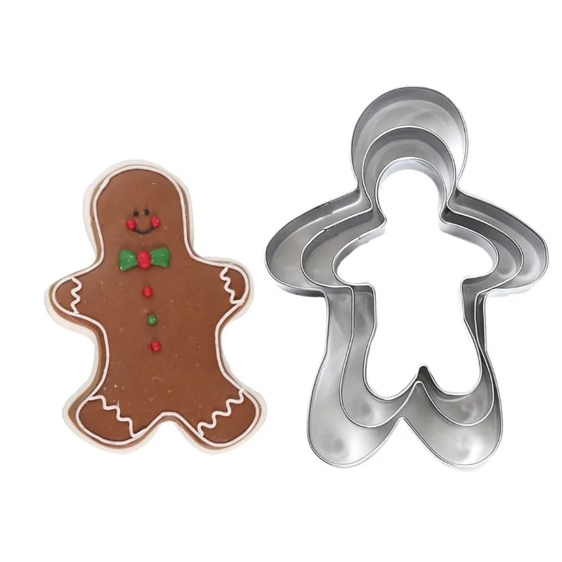 Ensemble de matrices de découpe de biscuits fondant de noël, bonhomme en pain d'épices, moule en acier inoxydable en forme d'arbre de noël, outils de cuisson.