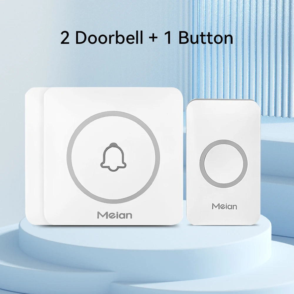 Meian-sonnette sans fil extérieure, sonnette de bienvenue pour maison intelligente, sonnette de porte étanche IP65, Kit de carillon, sonnerie 60, alarme Flash LED