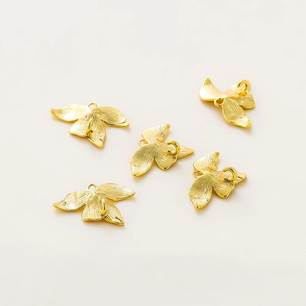 Accessoires de pendentif délicats, couleur or 14K/18K, feuille de laiton plaqué argent, fournitures de fabrication de bijoux, 6 pièces