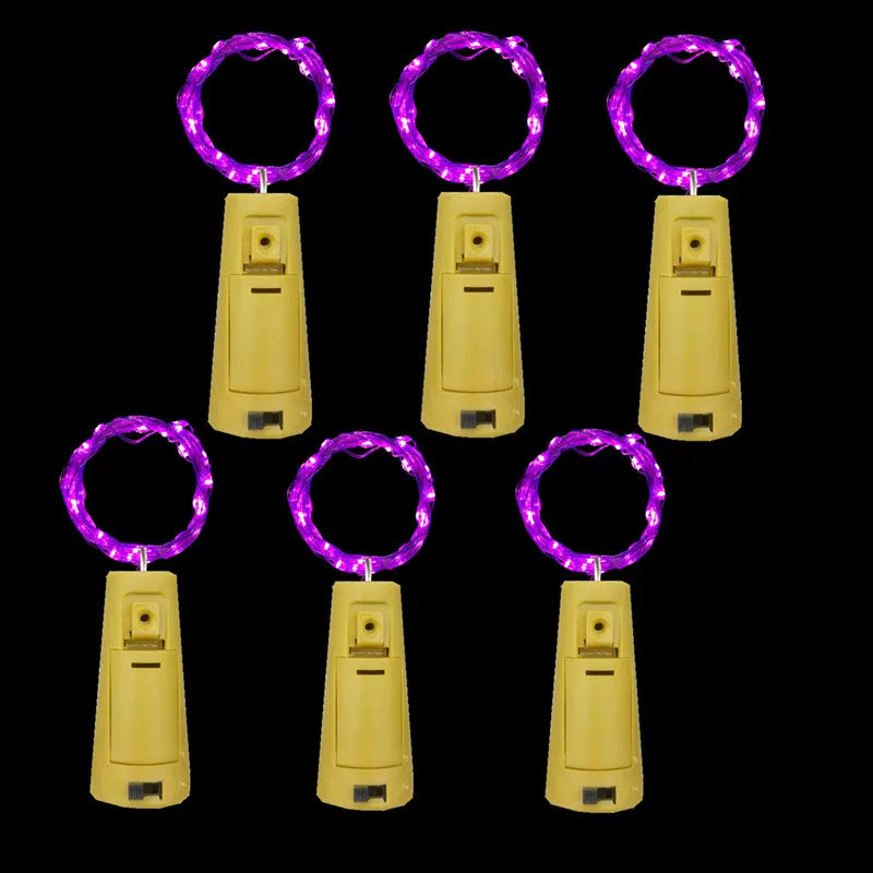 6 pièces - bouteille lumière batterie puissance LED bouteille