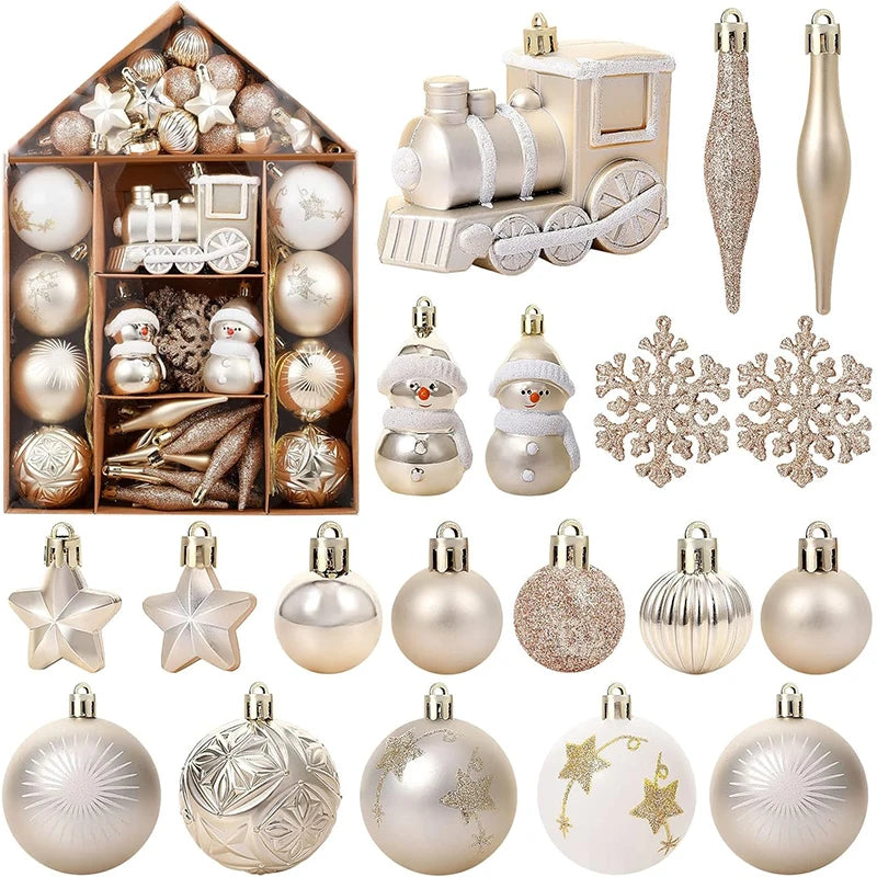 Ensemble d'ornements de boules de Noël, 1 boîte de 3 à 6cm, pendentif suspendu pour arbre de Noël