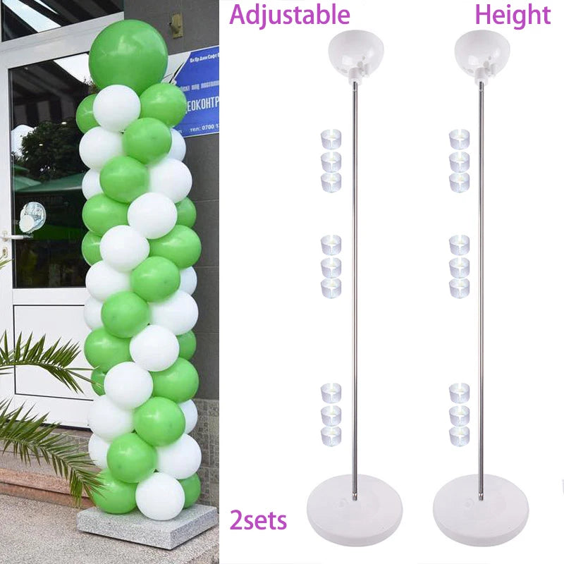 Support de colonne de ballons réglable en métal, avec Base en plastique, pour décoration de mariage, anniversaire, fête prénatale, 1/2 ensembles