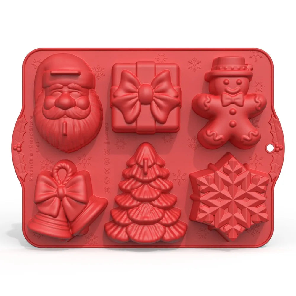 Moule de cuisson de noël en Silicone, pour bonbons, chocolat, Fondant, outils de décoration de gâteaux de vacances antiadhésifs, moules d'arbre de bonhomme de neige du père noël