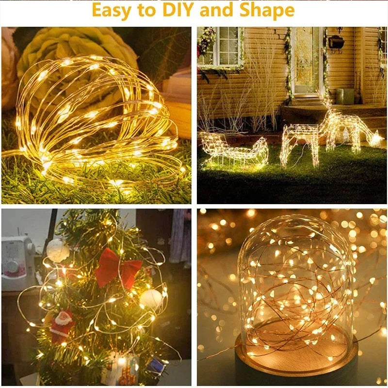 Guirxiété lumineuse LED USB pour décoration de jardin, lampe de guirxiété de vacances, nickel é, maison, fête de Noël, nouvel an, mariage, 3m, 8 modes